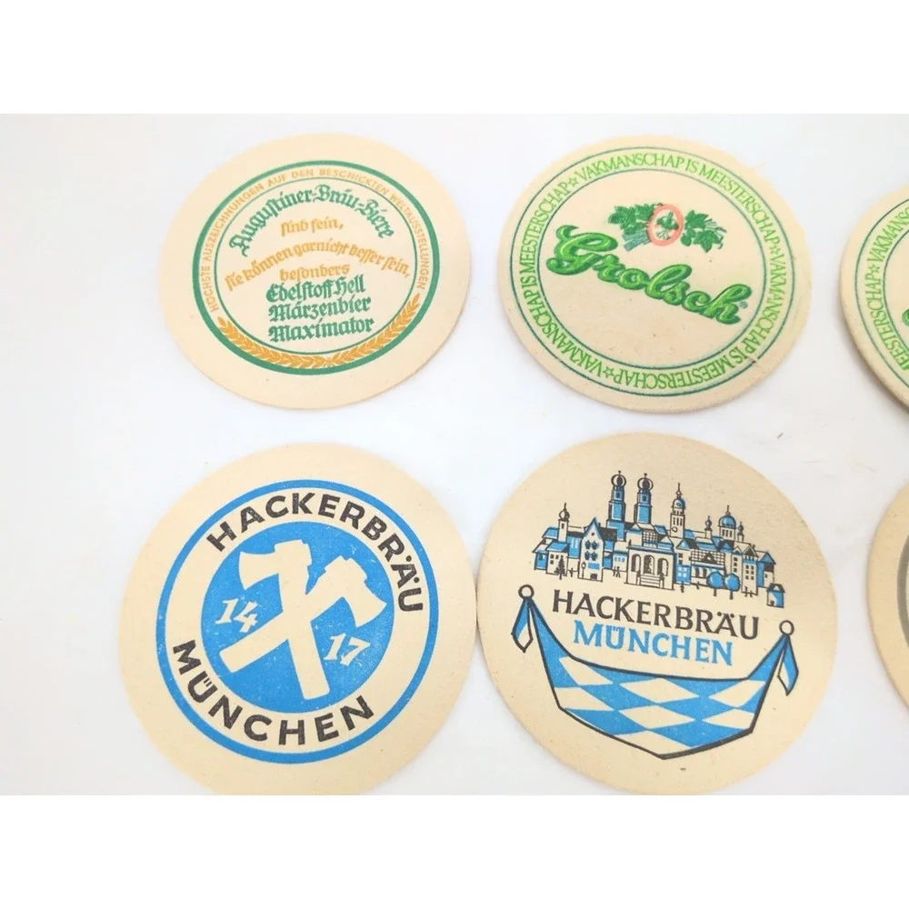 VTG German Beer Bar Coaster Spatenbrau Hackerbrau Grolsch Munchner Pschorr Brau